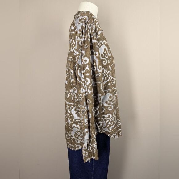 Vintage Esprit Shiny Print Blouse – Long Sleeve Button Down – Size Medium - Picture 6 of 8